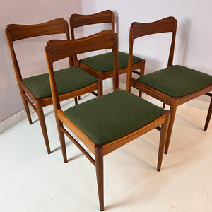 Set: 4x Polsterstuhl grün Teak
