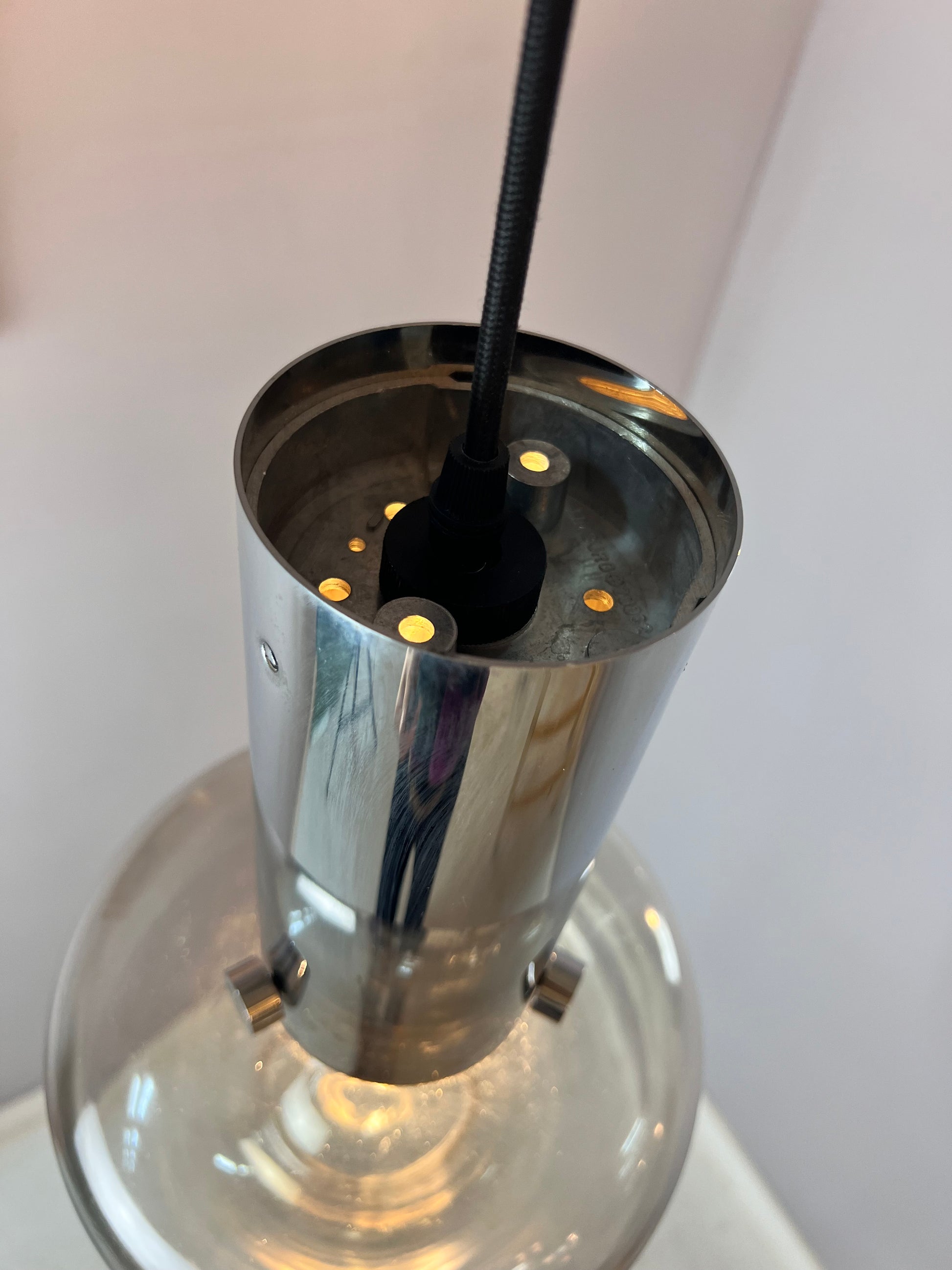 Hänge- oder Deckenlampe Glas Chrom von Glashütte Limburg