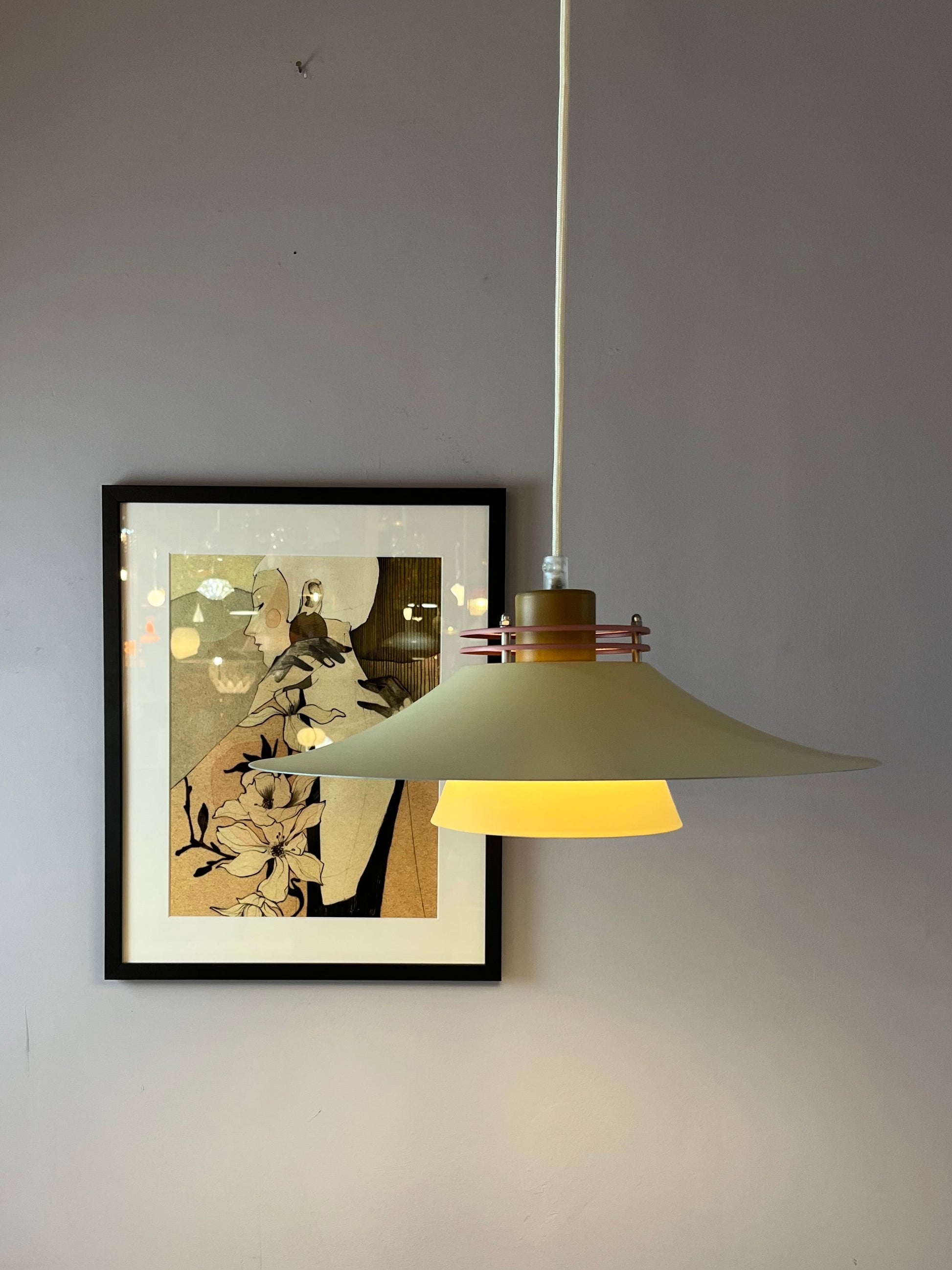 Lamellenlampe neu lackiert creme rosa braun