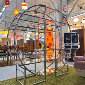 Rundes Regal / Raumteiler Chrom & Glas - Designklassiker