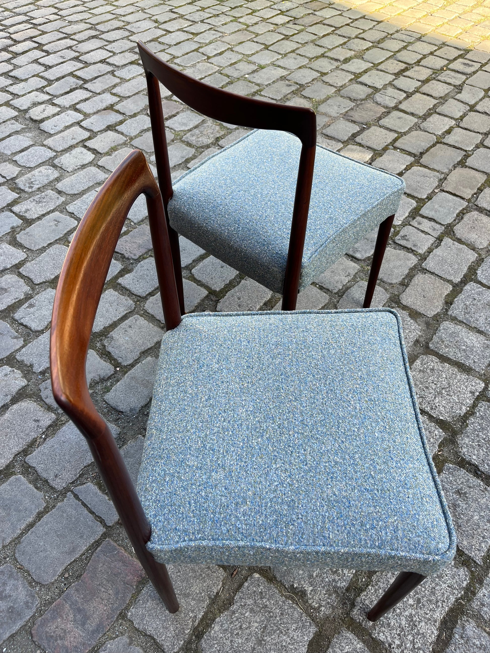 Set: 2x Polsterstuhl blau Palisander