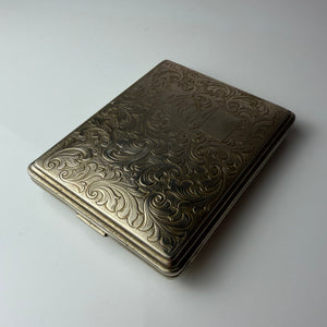 Zigarettenetui silber mit floraler Gravur