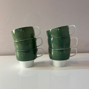 Set: 6x Kaffeetasse mit Untertasse Modulation Secunda grün von Tapio Wirkkala für Rosenthal