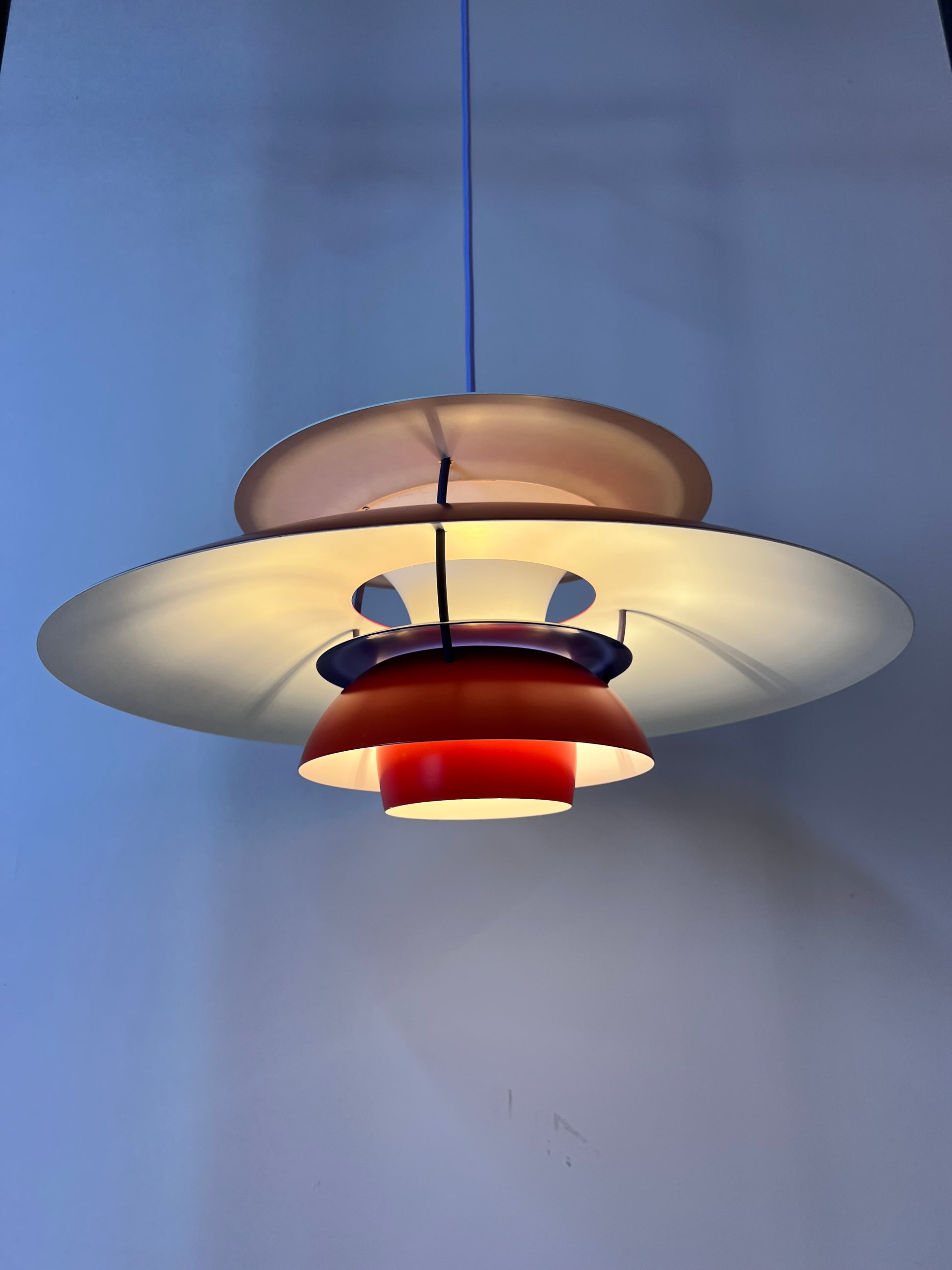 Lamellenlampe PH5 rot von Poul Henningsen für Louis Poulsen