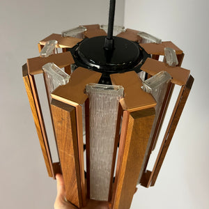 Hängelampe Teak Kupfer von Werner Schou für Coronell Elektro