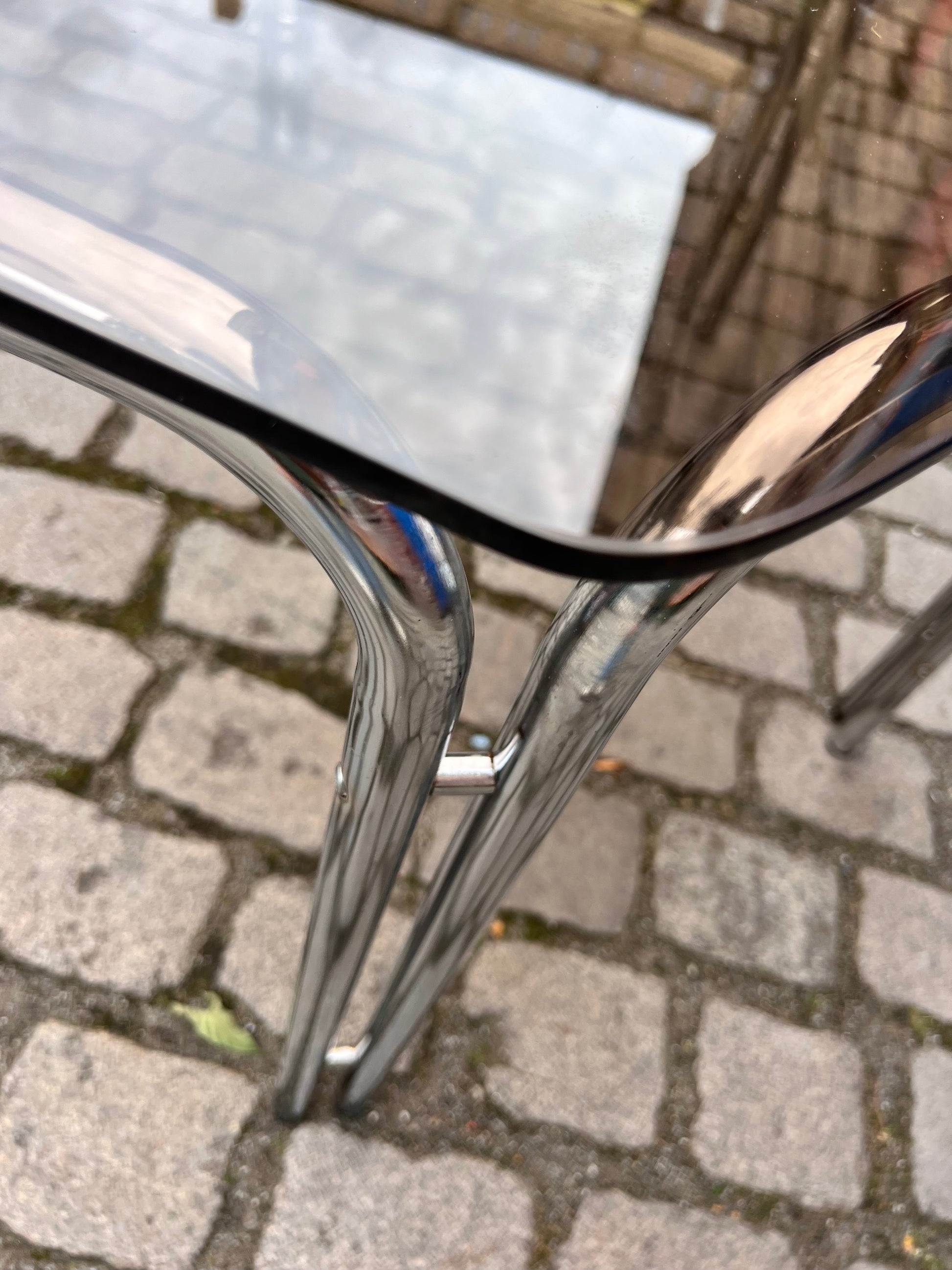 Hexagon Esstisch Rauchglas Chrom