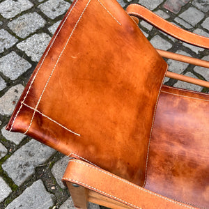 Safari-Sessel mit cognacfarbenem Lederbezug von Aage Bruun & Søn