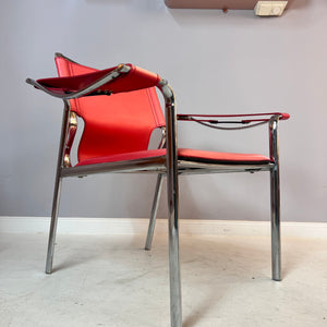 Chrom-Sessel rot aus Dänemark