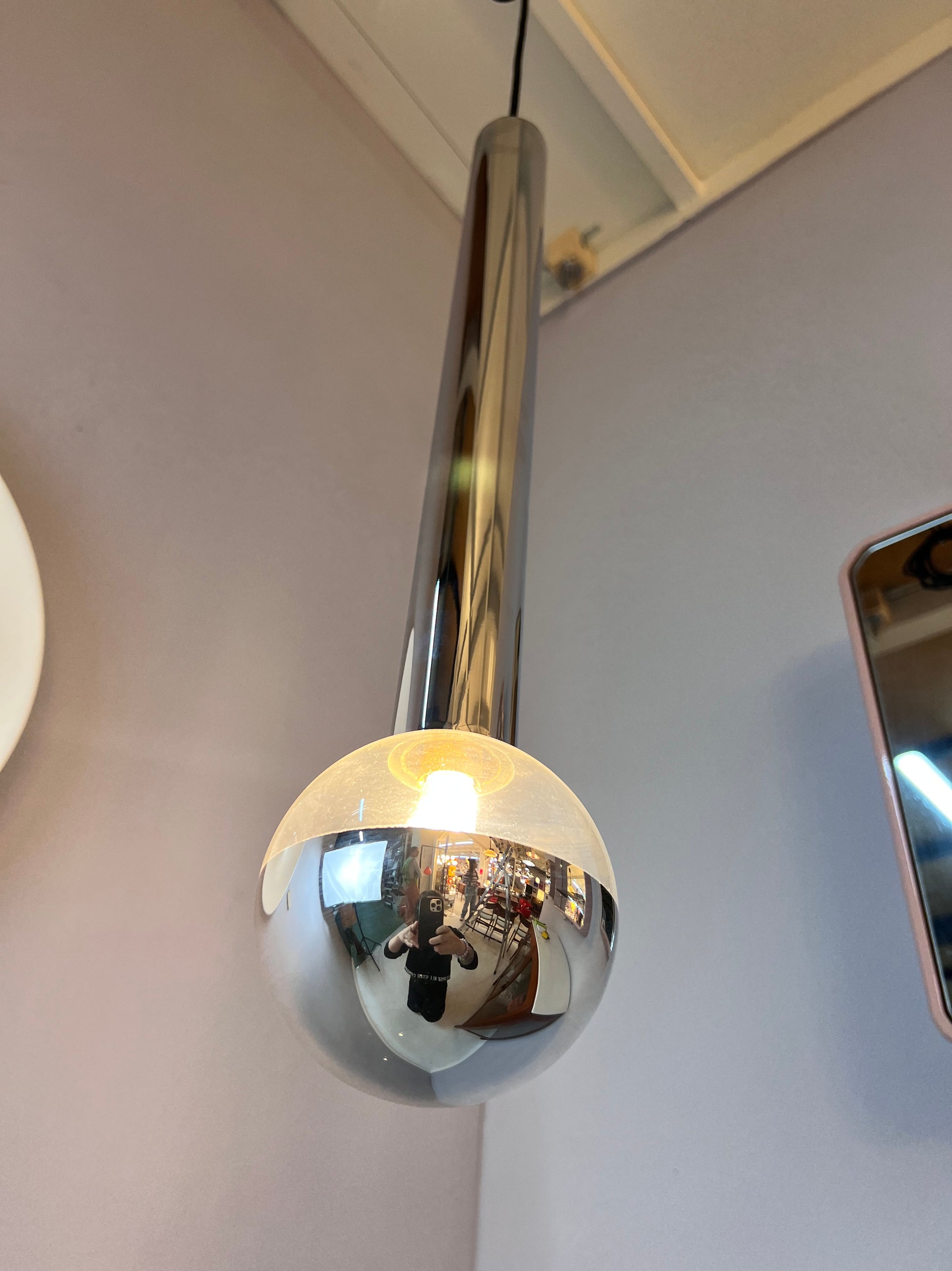 Hängelampe Big Globe Chrom 59 cm von Motoko Ishii für STAFF