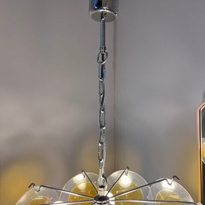 Kronleuchter gelb silber mit Plexiglas-Scheiben