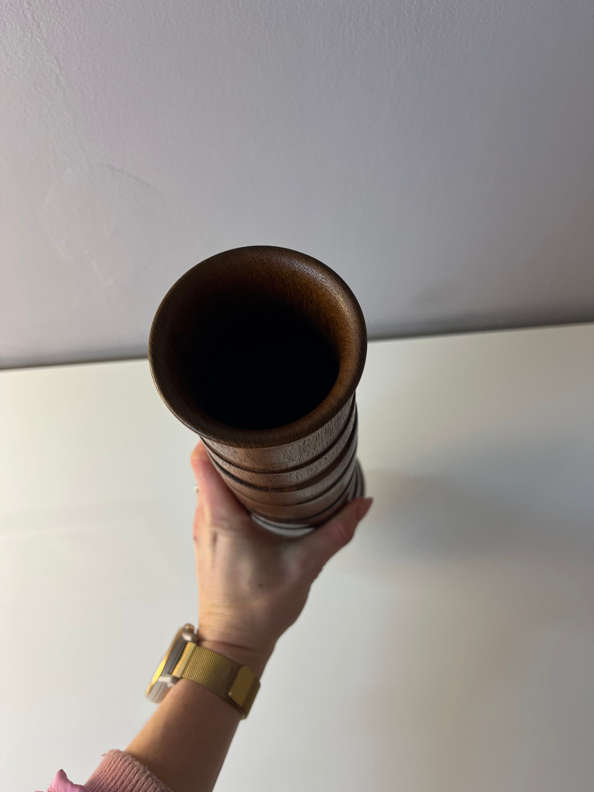 Stapelbare Vase Teak aus Dänemark