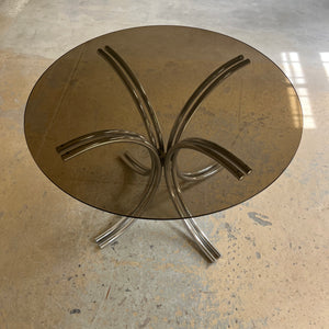 Runder Esstisch Rauchglas Chrom