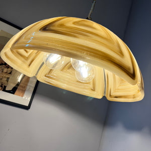 Hängelampe braun Glas Chrom handgearbeitet von Cristallux