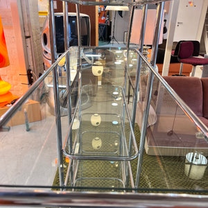 Rundes Regal / Raumteiler Chrom & Glas - Designklassiker