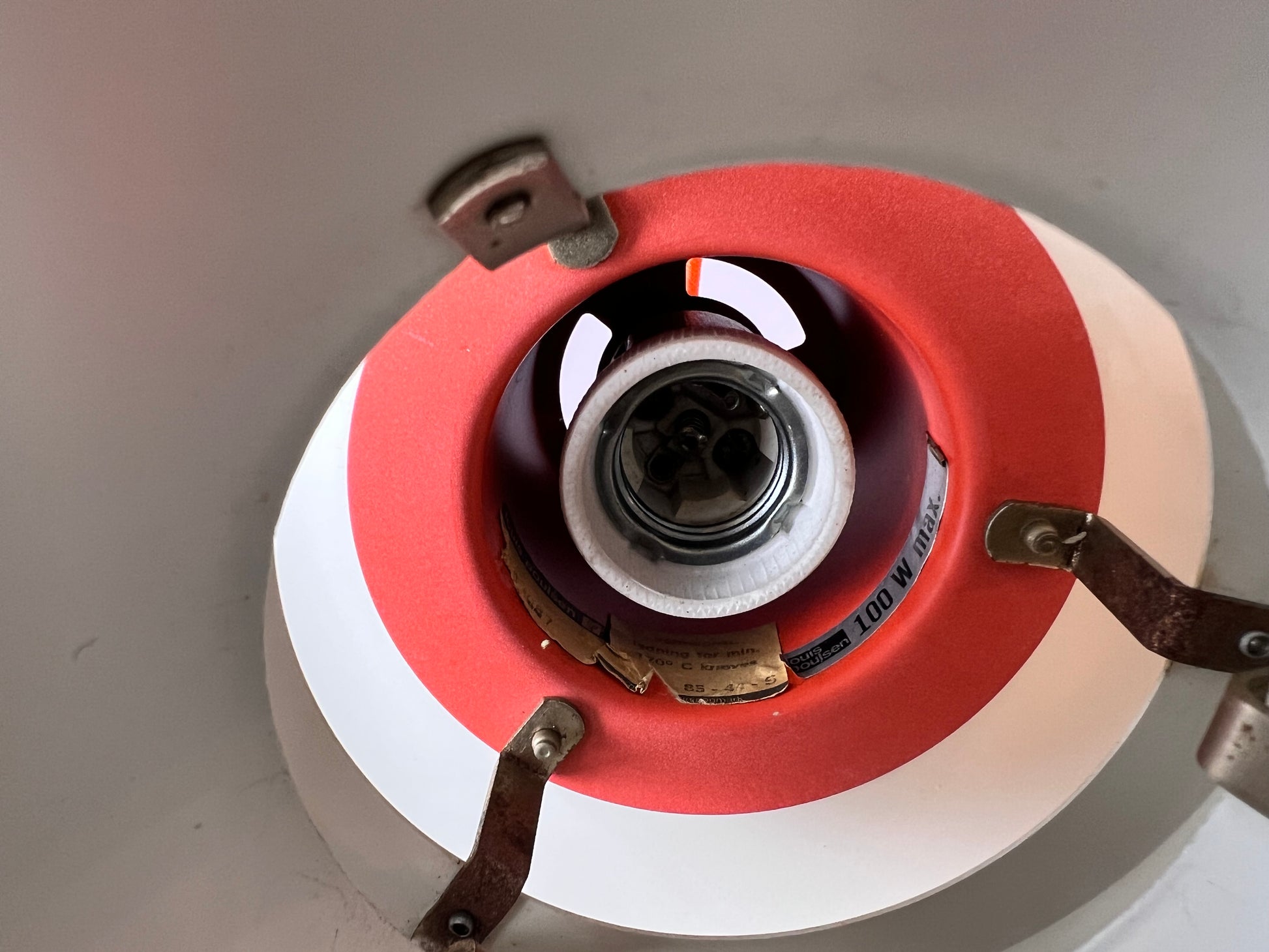 Lamellenlampe PH4 weiß orange von Poul Henningsen für Louis Poulsen