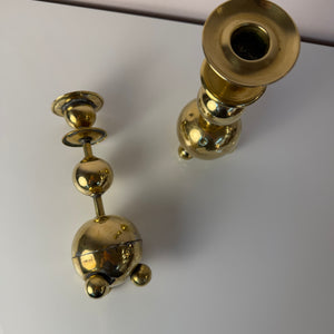 Set: 2x Kugel Kerzenständer Messing aus Dänemark