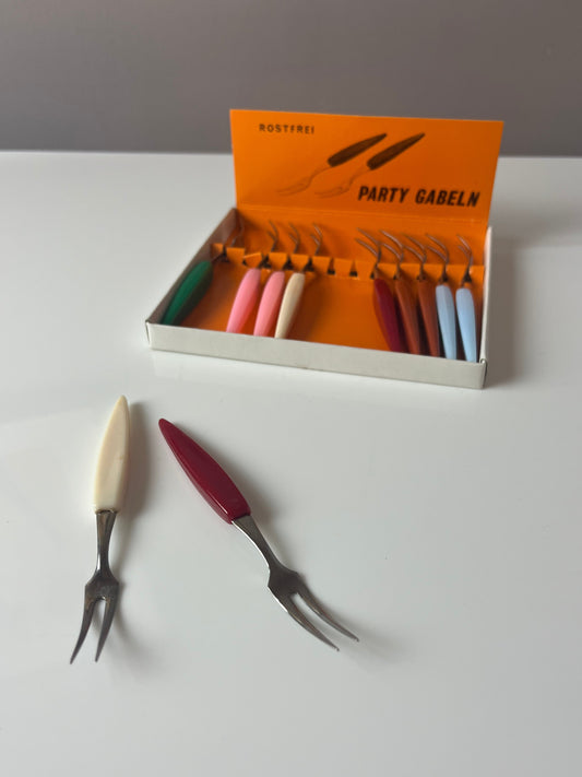 Set: Party Gabeln mit bunten Griffen