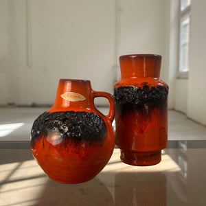 Set: 2x Vase Fat Lava orange schwarz von Kreutz Keramik
