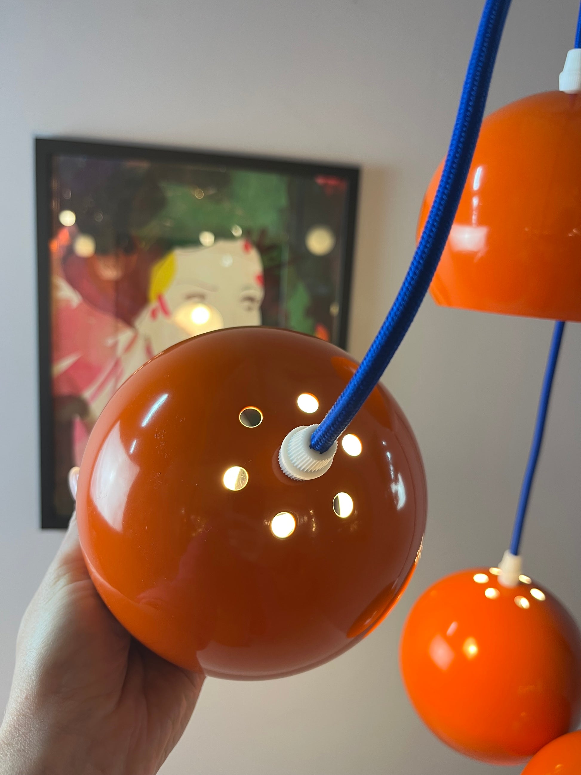 Kugellampe neu lackiert orange aus Dänemark