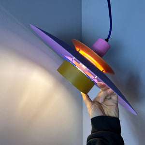 Lamellenlampe neu lackiert lila ocker