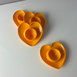 Set: 4x Eierbecher Herz gelb