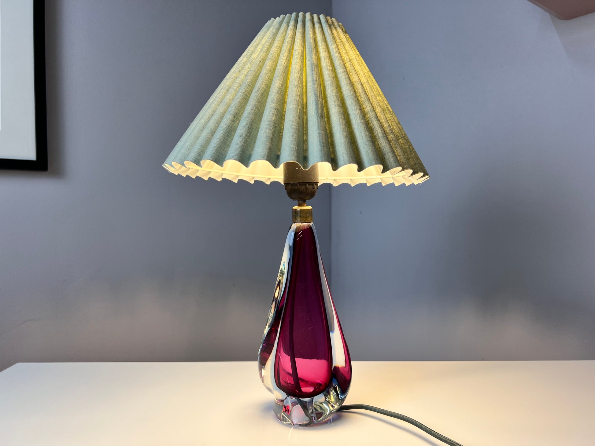 Tischlampe lila blau Muranoglas