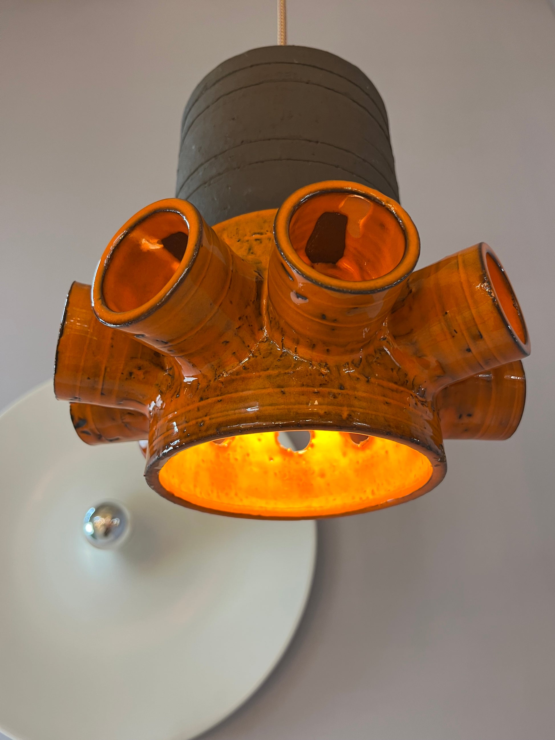 Hängelampe orange braun Keramik