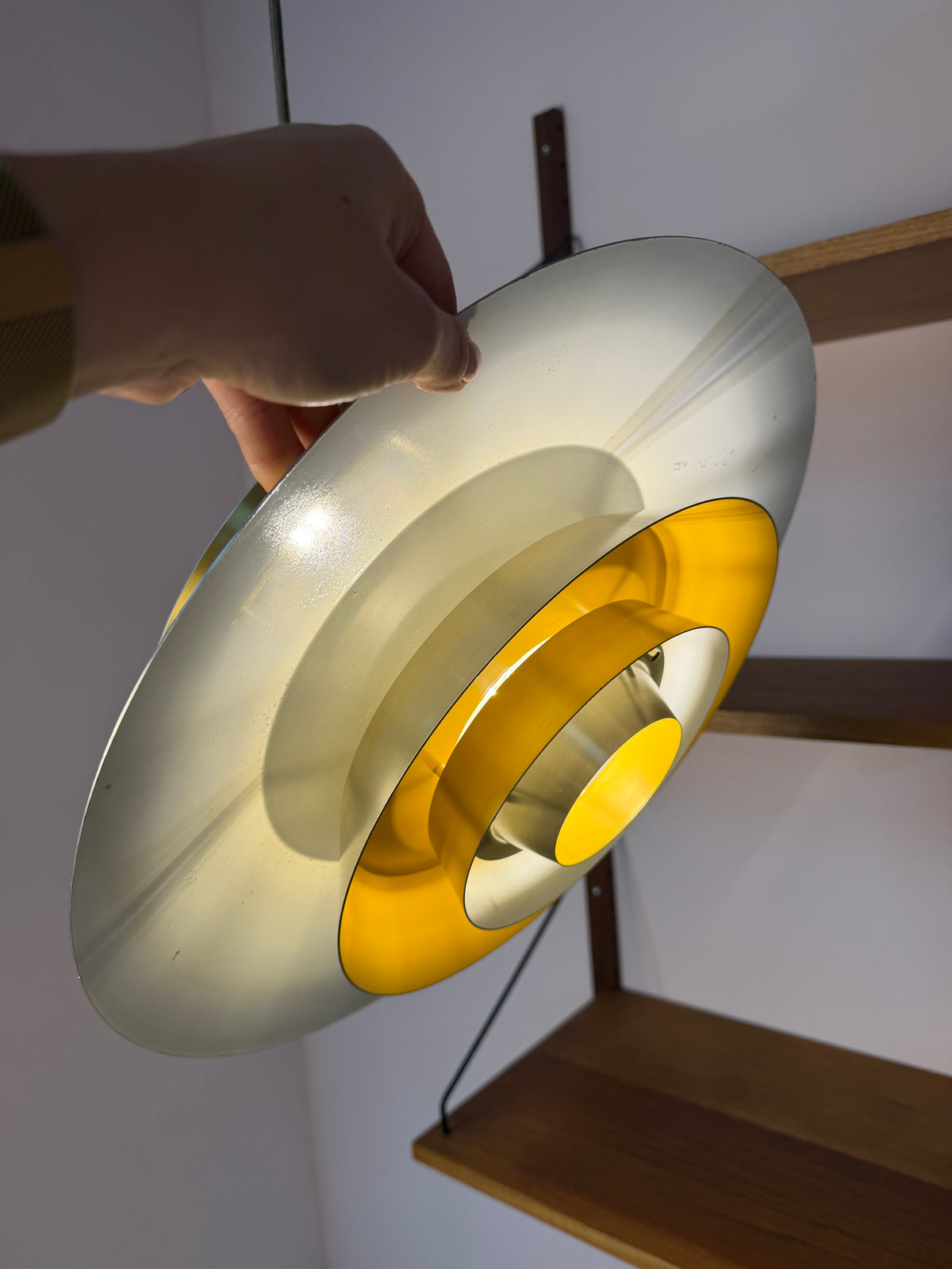 Lamellenlampe gold gelb von Bent Nordsted für Lyskær