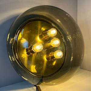 Wand-/ Deckenlampe Messing Rauchglas von Kaiser Leuchten