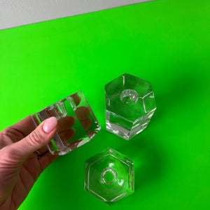 Set: Trio Kerzenständer Hexagon Glas