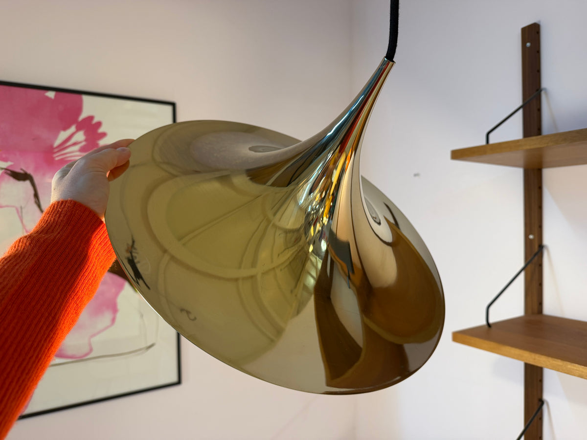 Trompetenlampe gold spiegelnd von Claus Bonderup & Torsten Thorup für Fog & Mørup