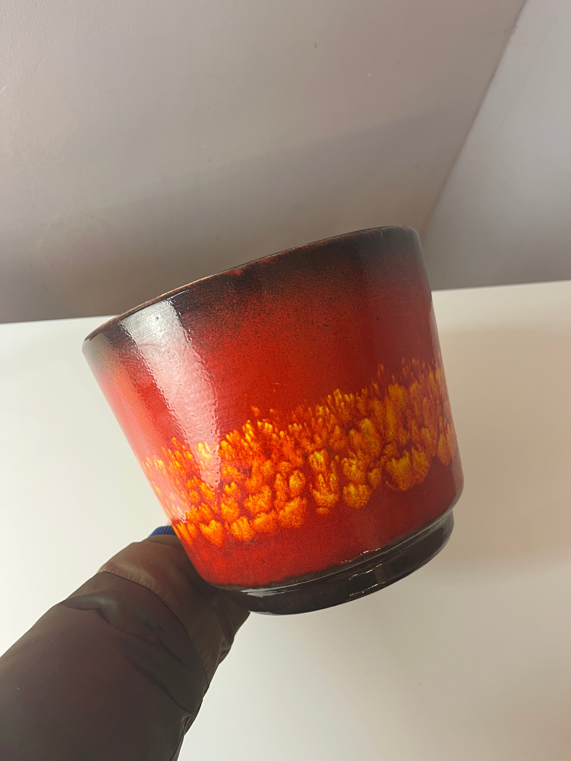 Blumentopf Fat Lava orange rot