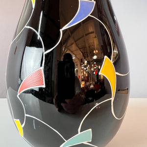 Vase schwarz Hyalithglas von Glasveredelung Karl Grossmann