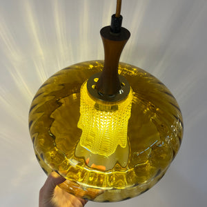 Hängelampe Glas Teak von Orrefors