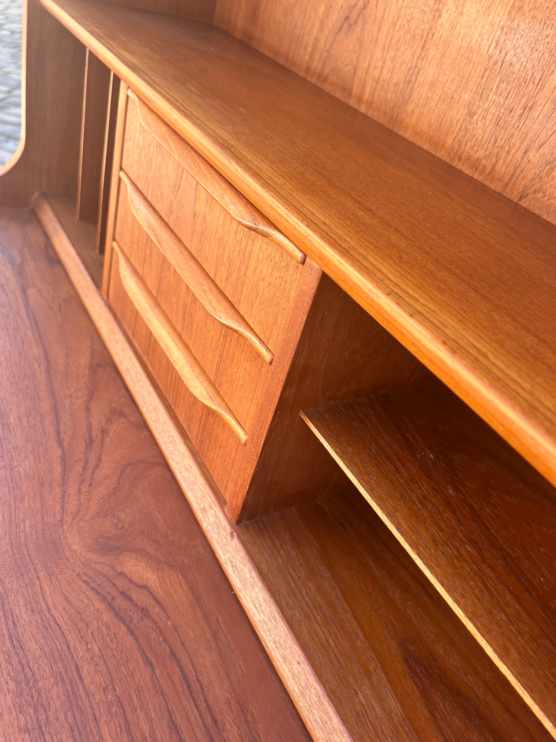 Bücherregal Teak mit Sekretär & Ausziehplatte aus Dänemark