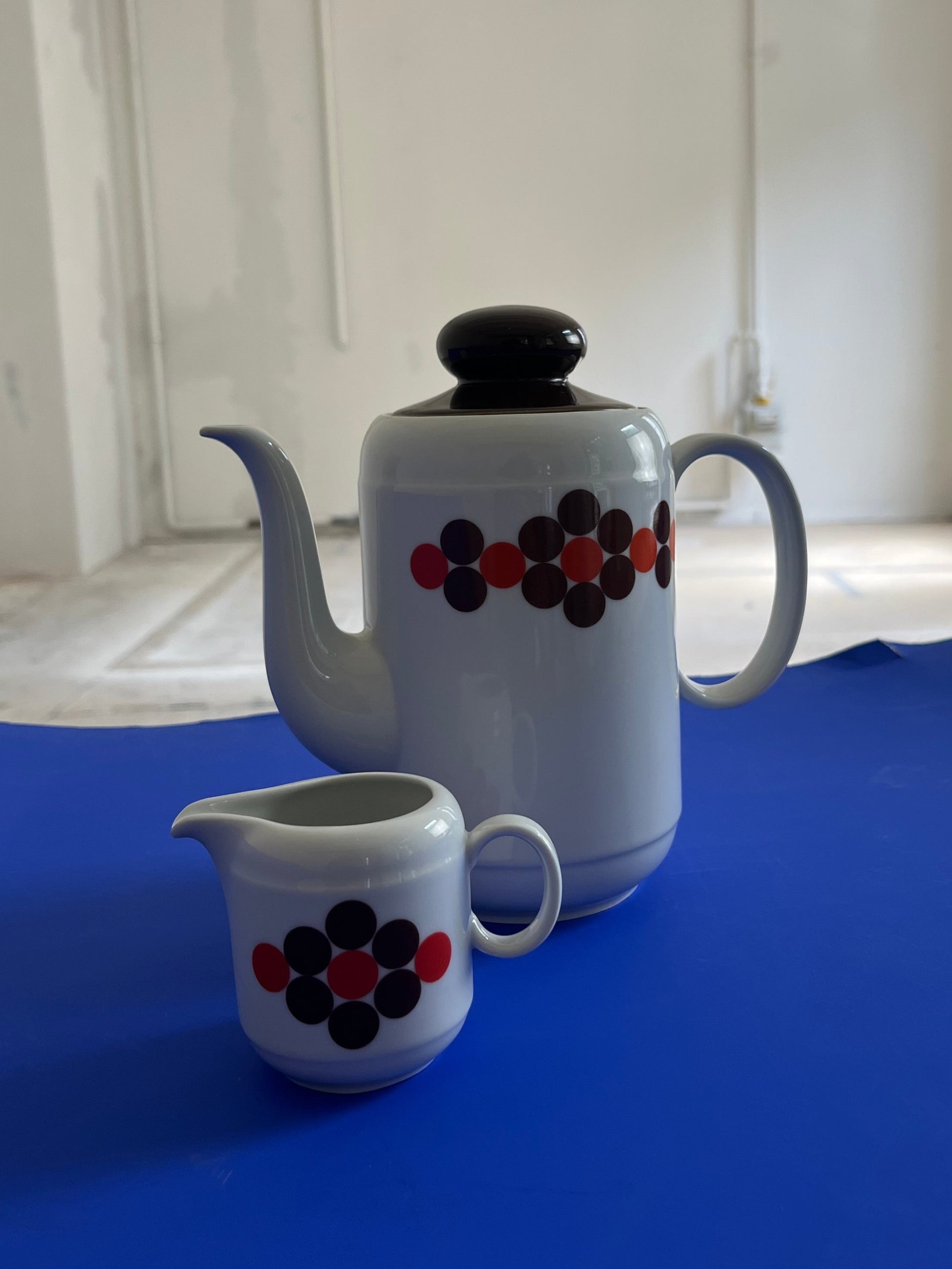 Kaffeeservice weiß braun rot von Seltmann Weiden