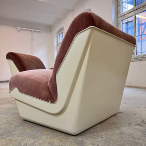 Modularer Schalensessel rosa Samt & Kunststoff