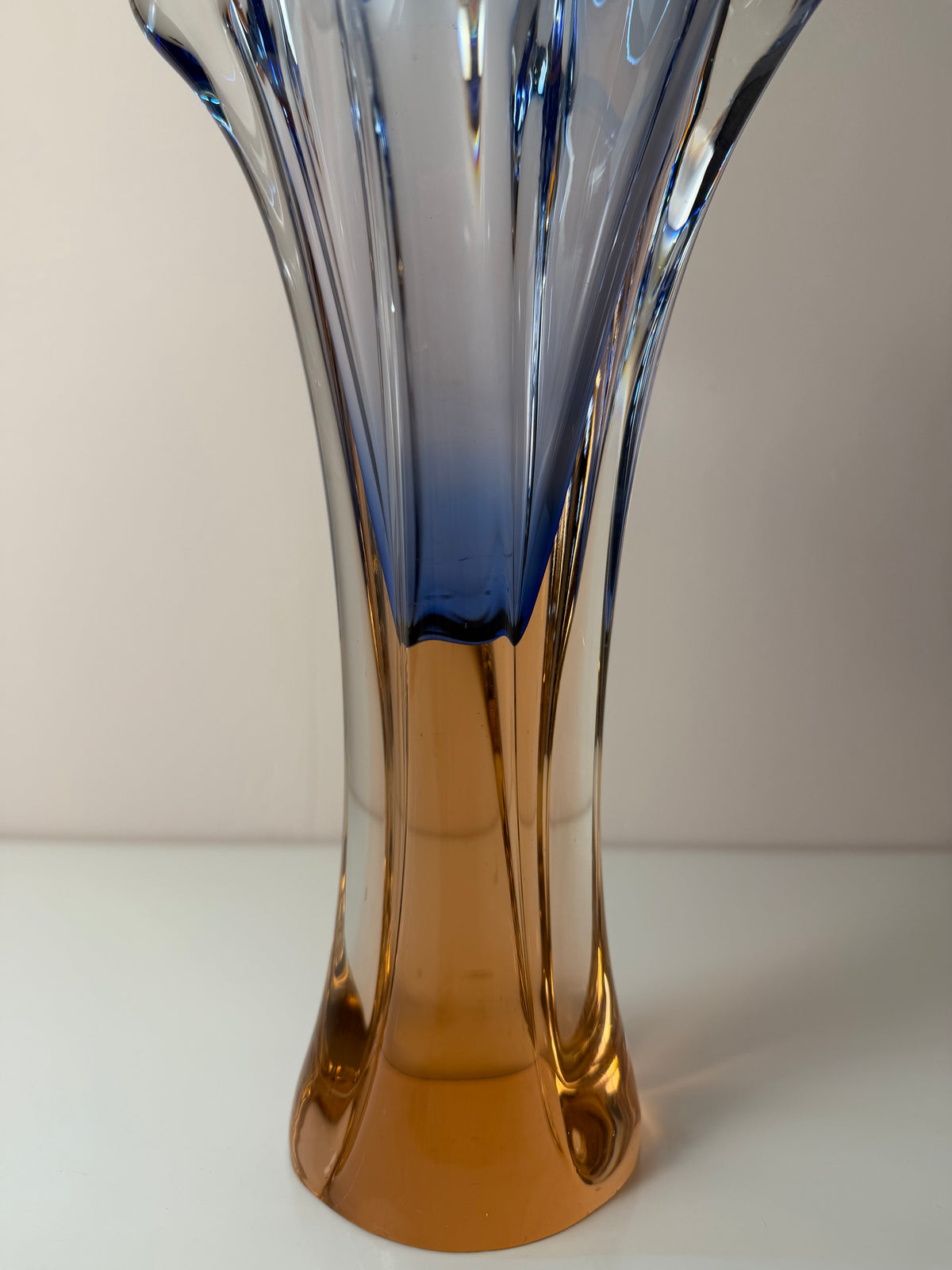 Vase hellblau Glas von Josef Hospodka für Chřibská Sklárna