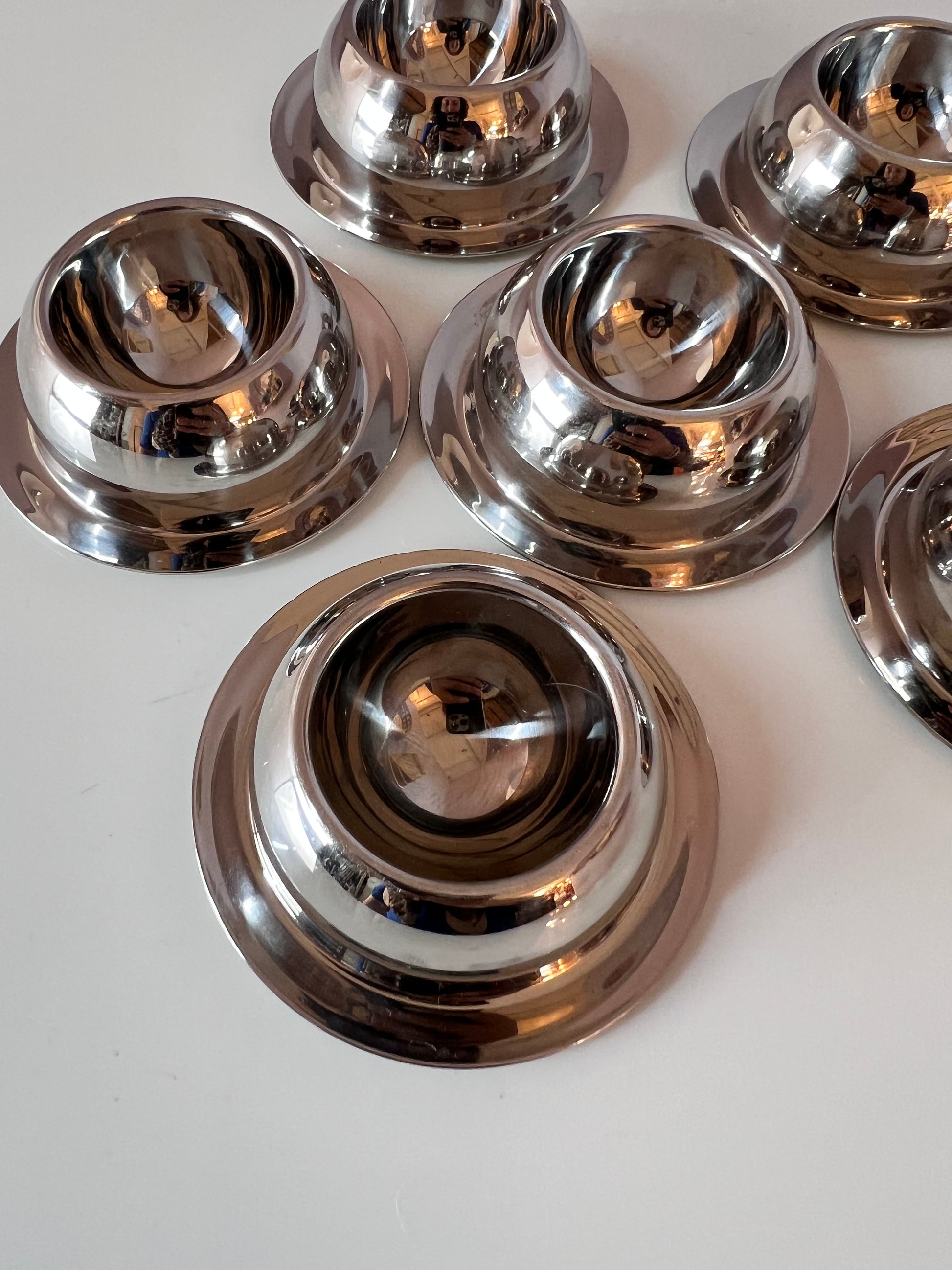 Set: 6x Eierbecher Edelstahl verchromt aus Dänemark