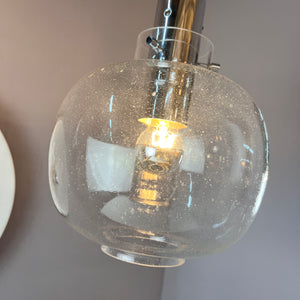 Hängelampe Glas Chrom von Glashütte Limburg