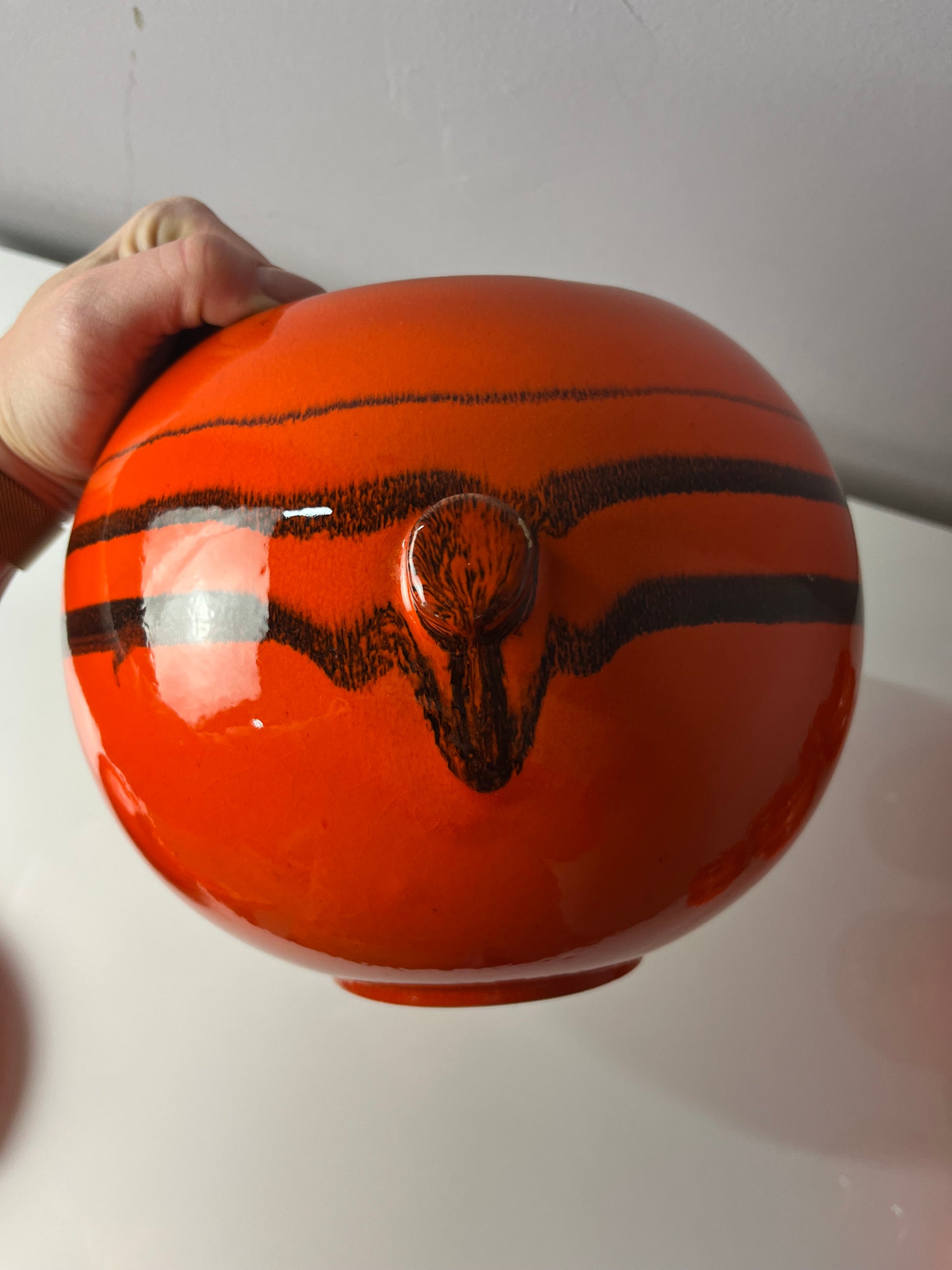 Bowle-Set: 10 Becher und 1 Terrine orange Keramik