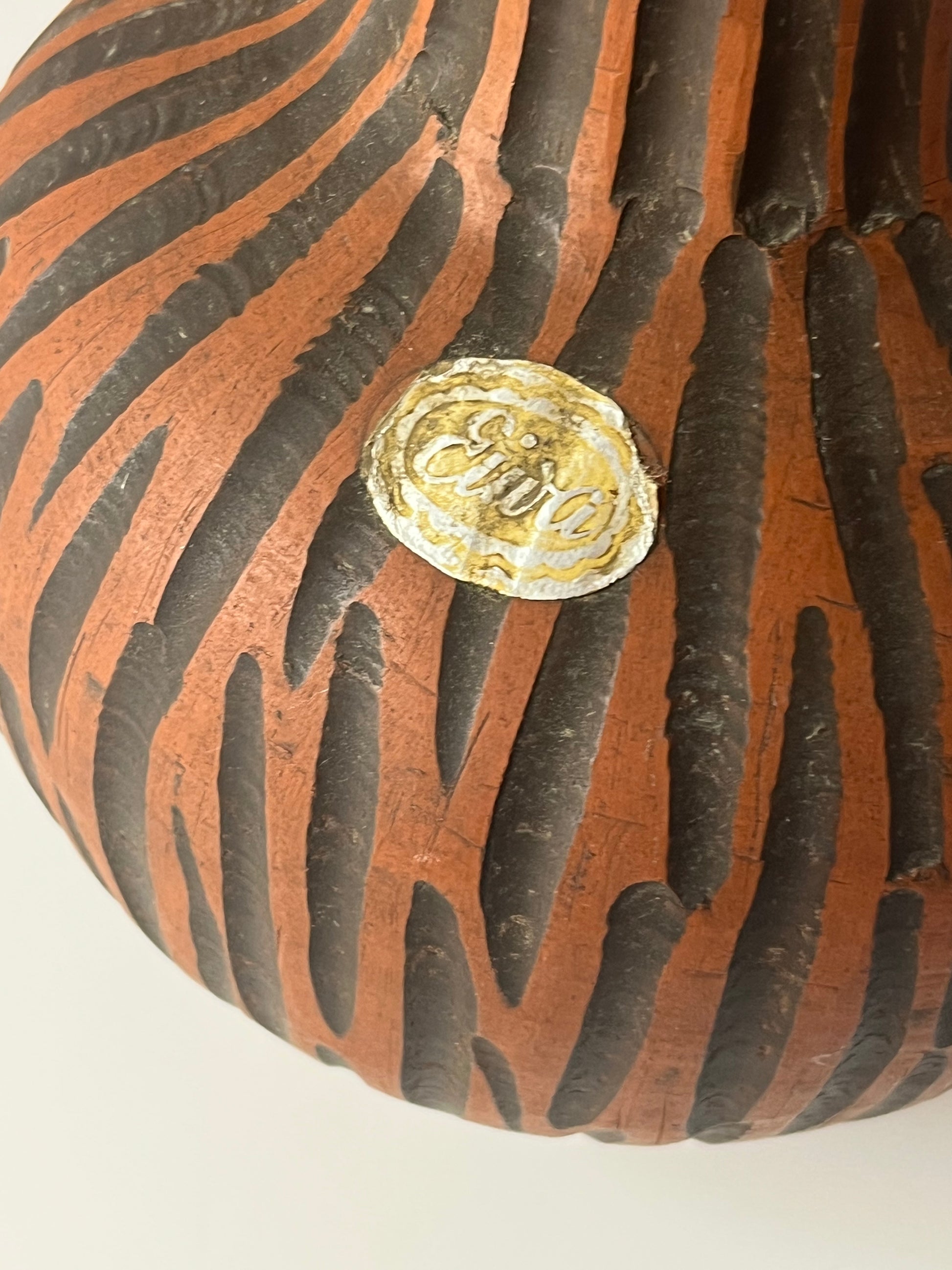 Vase Model Rhodos in Ritzdekor Handarbeit von Eiwa Keramik