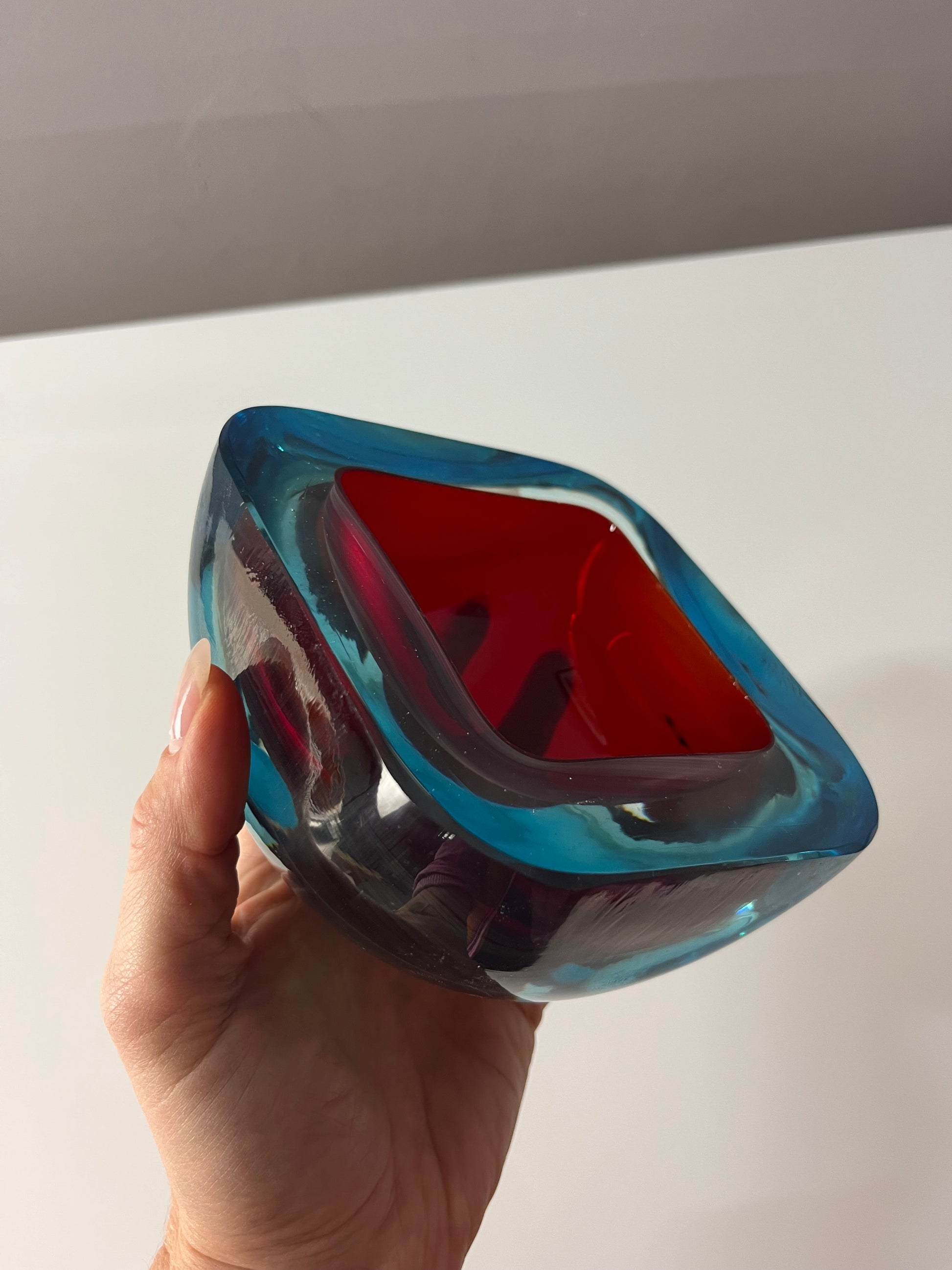 Schale rot blau Muranoglas