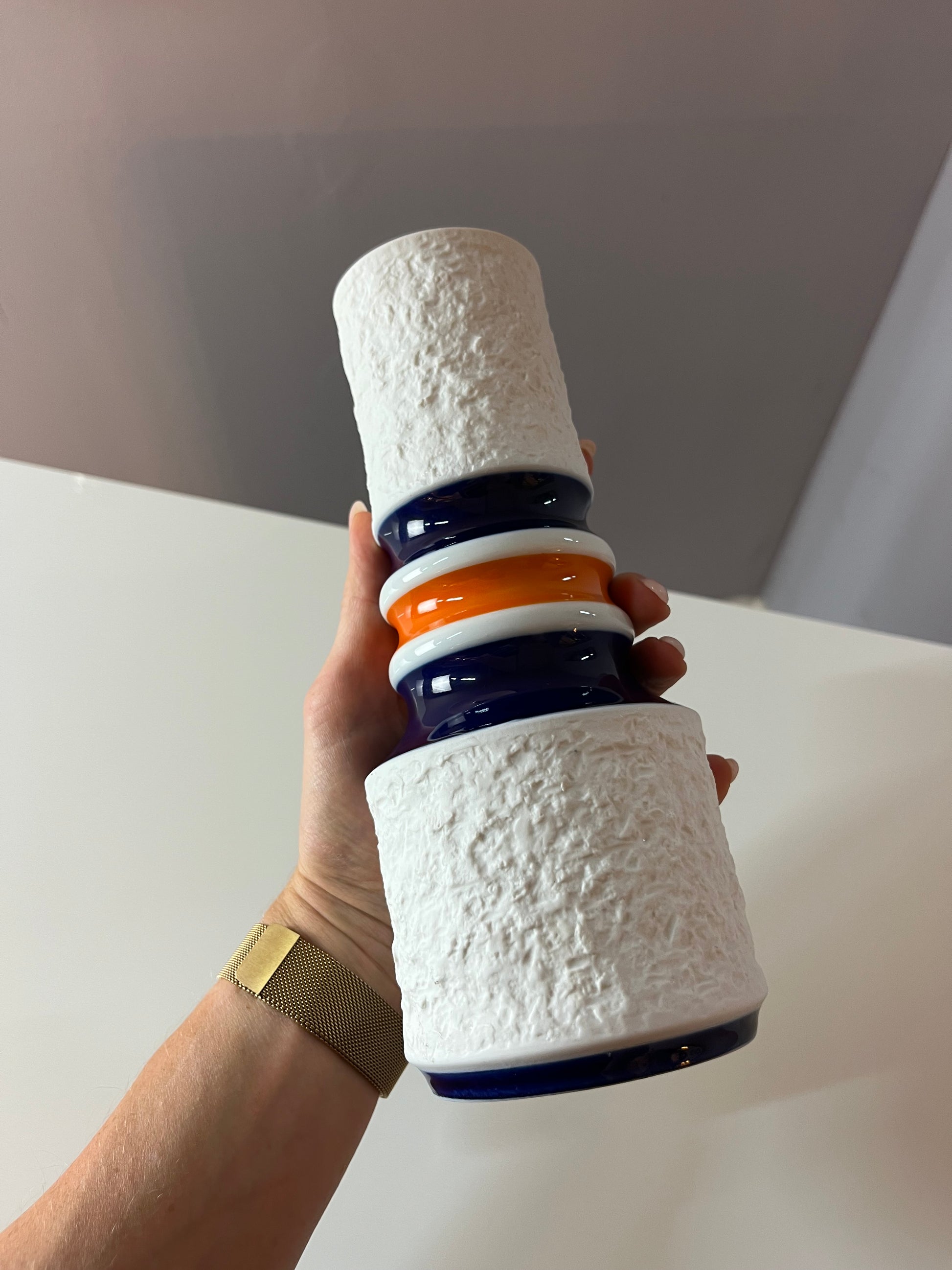 Vase 599/2 blau orange von Royal Porzellan Bavaria KPM