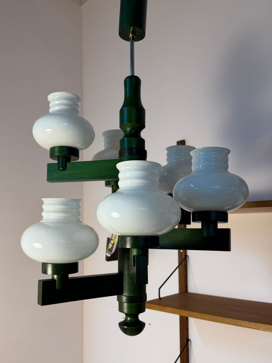 Kronleuchter grün Opalglas
