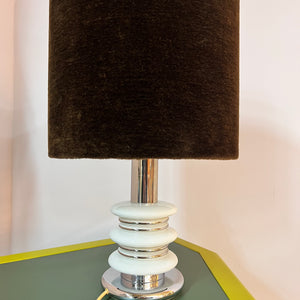 Tischlampe weiß braun Glas von Leclaire & Schäfer