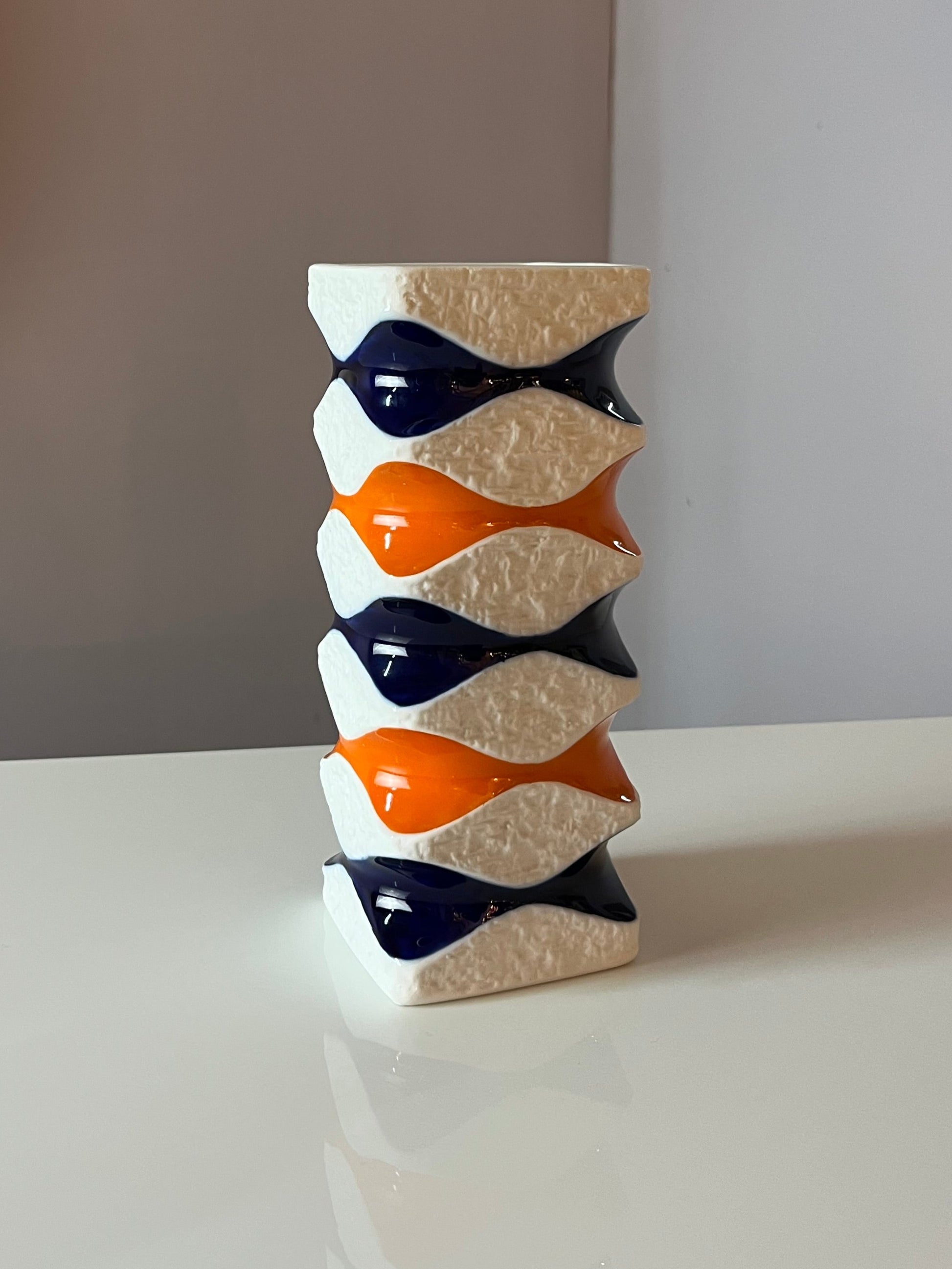 Vase 640/2 orange blau von Royal Porzellan Bavaria KPM