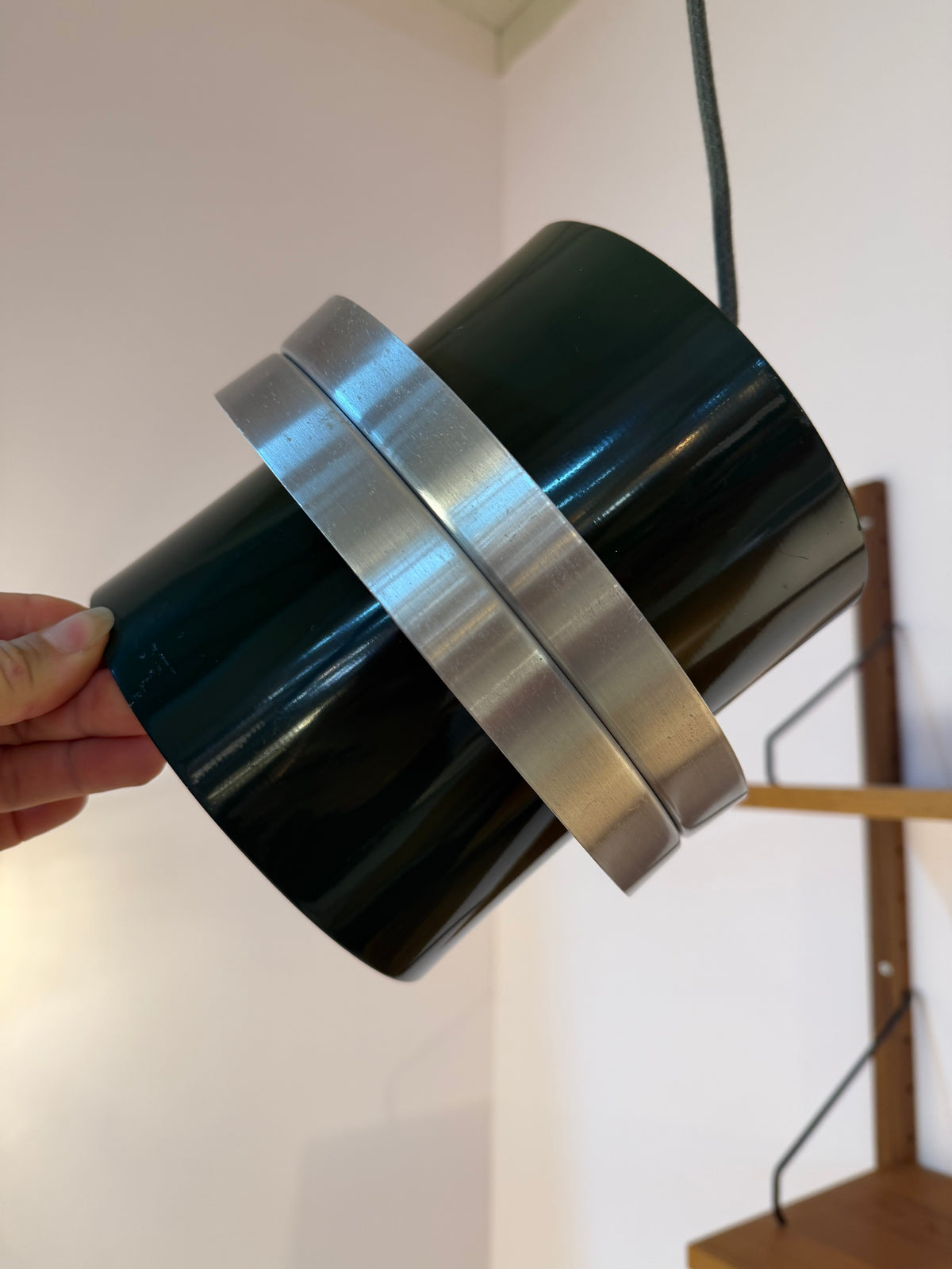 Hängelampe grün silber aus Dänemark