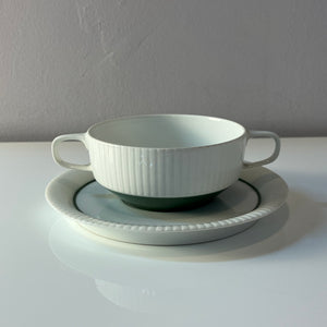 Set: 6x Suppentasse mit Untertasse Modulation Secunda grün von Tapio Wirkkala für Rosenthal