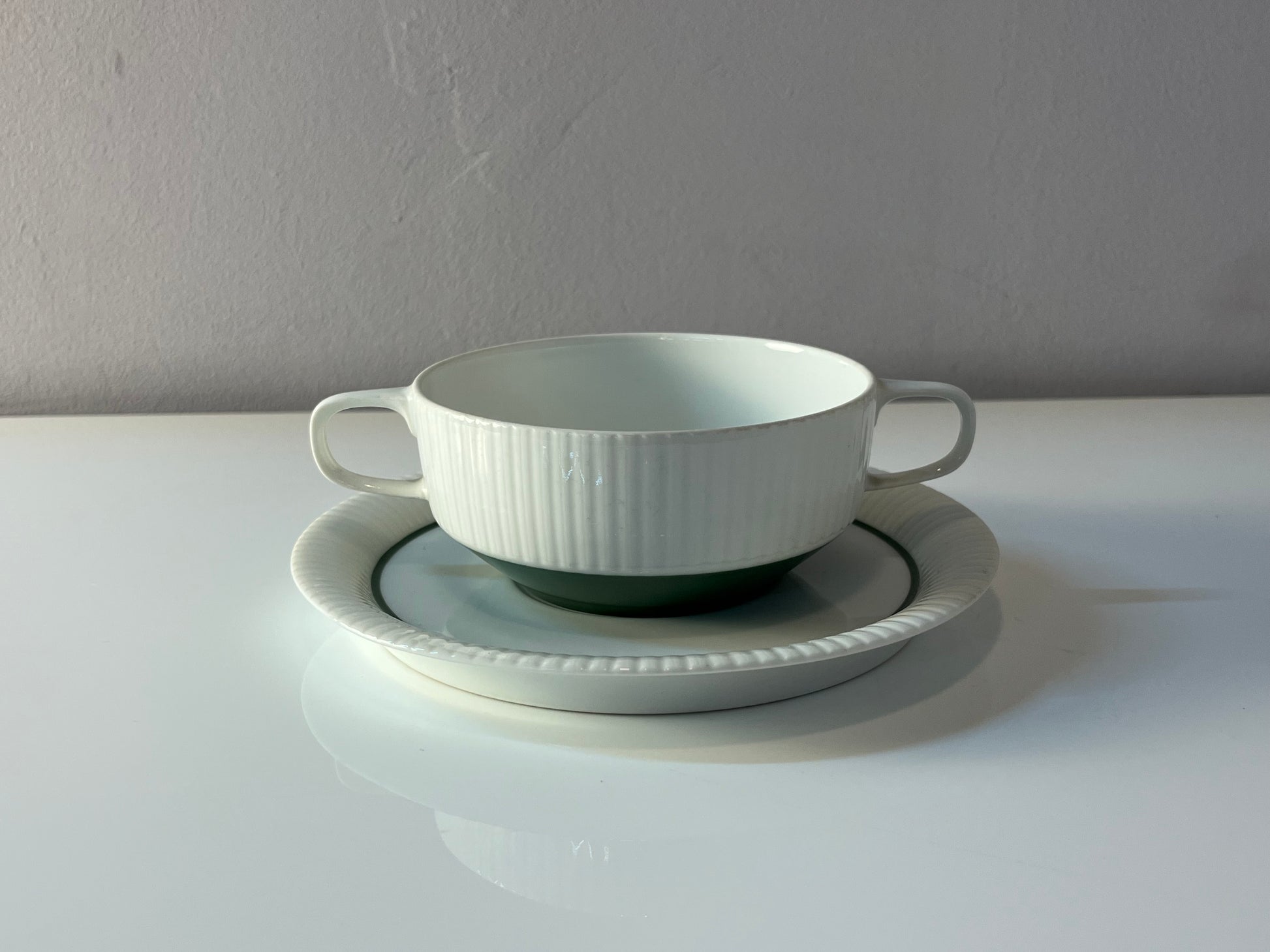 Set: 6x Suppentasse mit Untertasse Modulation Secunda grün von Tapio Wirkkala für Rosenthal